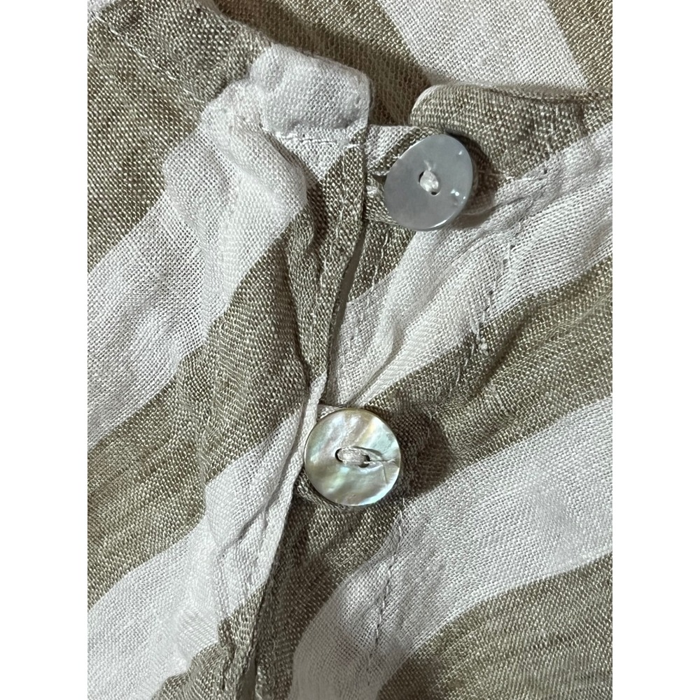 Vanity Tank Top XL Made in Italy Diagonal Stripe Tan White Linen Sleeveless - Picture 3 of 7